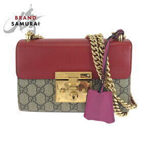 GUCCI Lady Lock bag red pink brown GG Supreme chain shoulder Bag